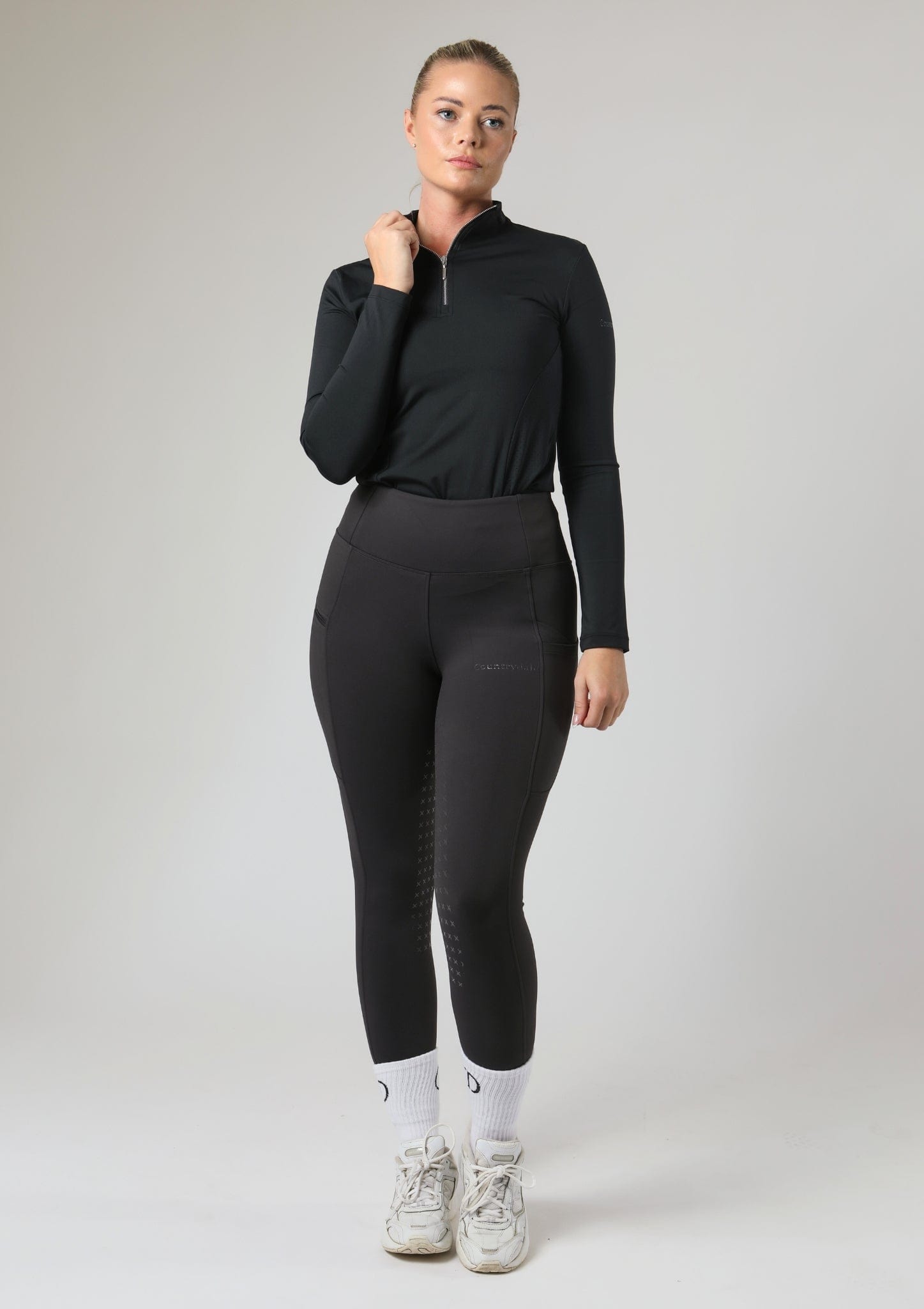 Leggings d'équitation ThermoDry à fond intégral (Charbon)