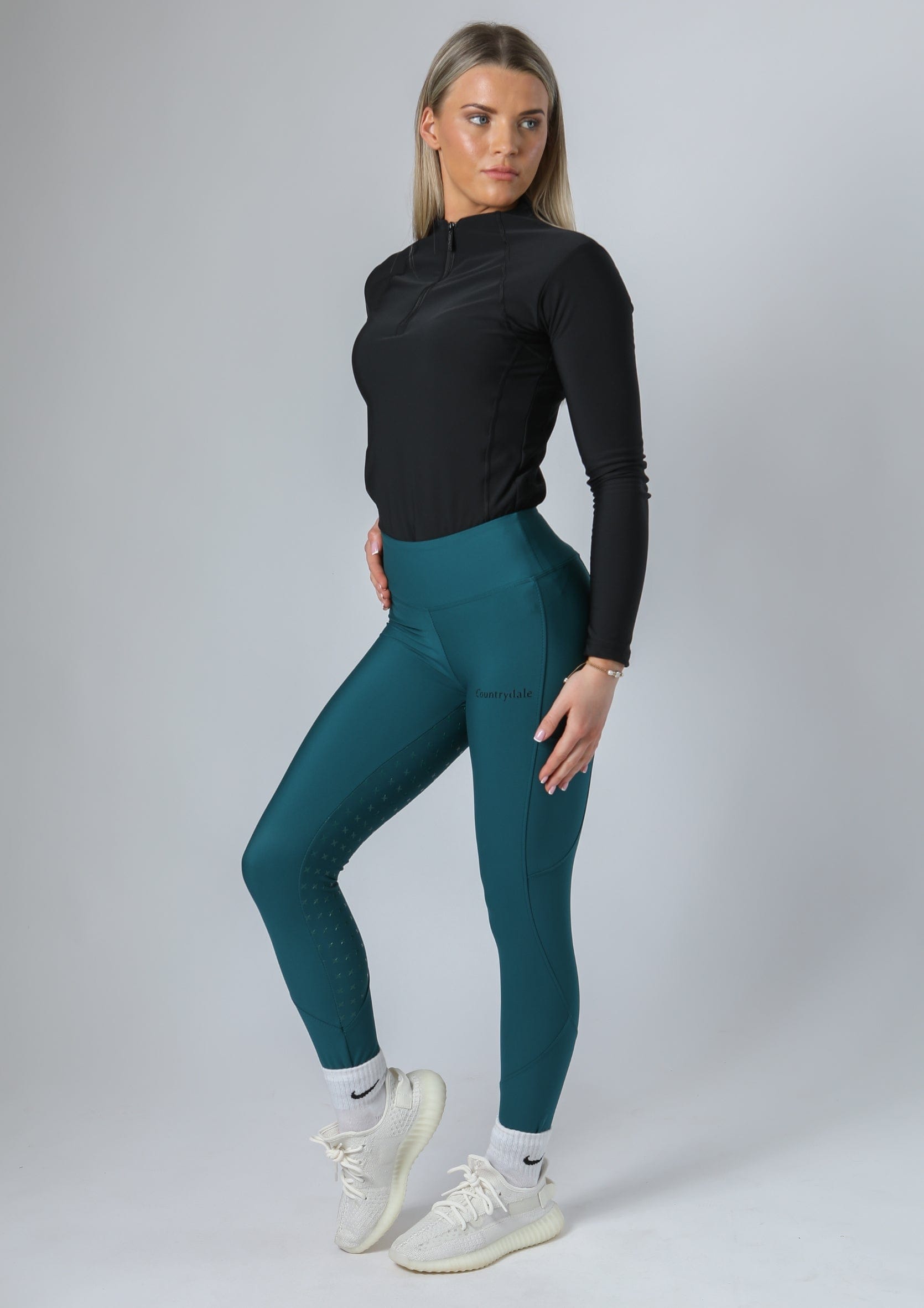 Leggings d'équitation Thermal Performance à assise intégrale (bleu sarcelle)
