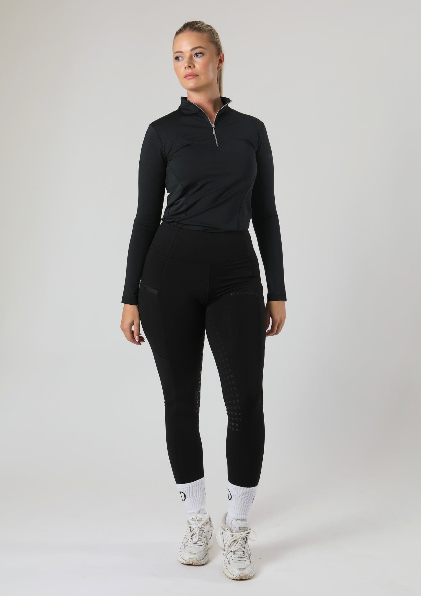 Leggings d'équitation ThermoDry à assise intégrale (Noir)