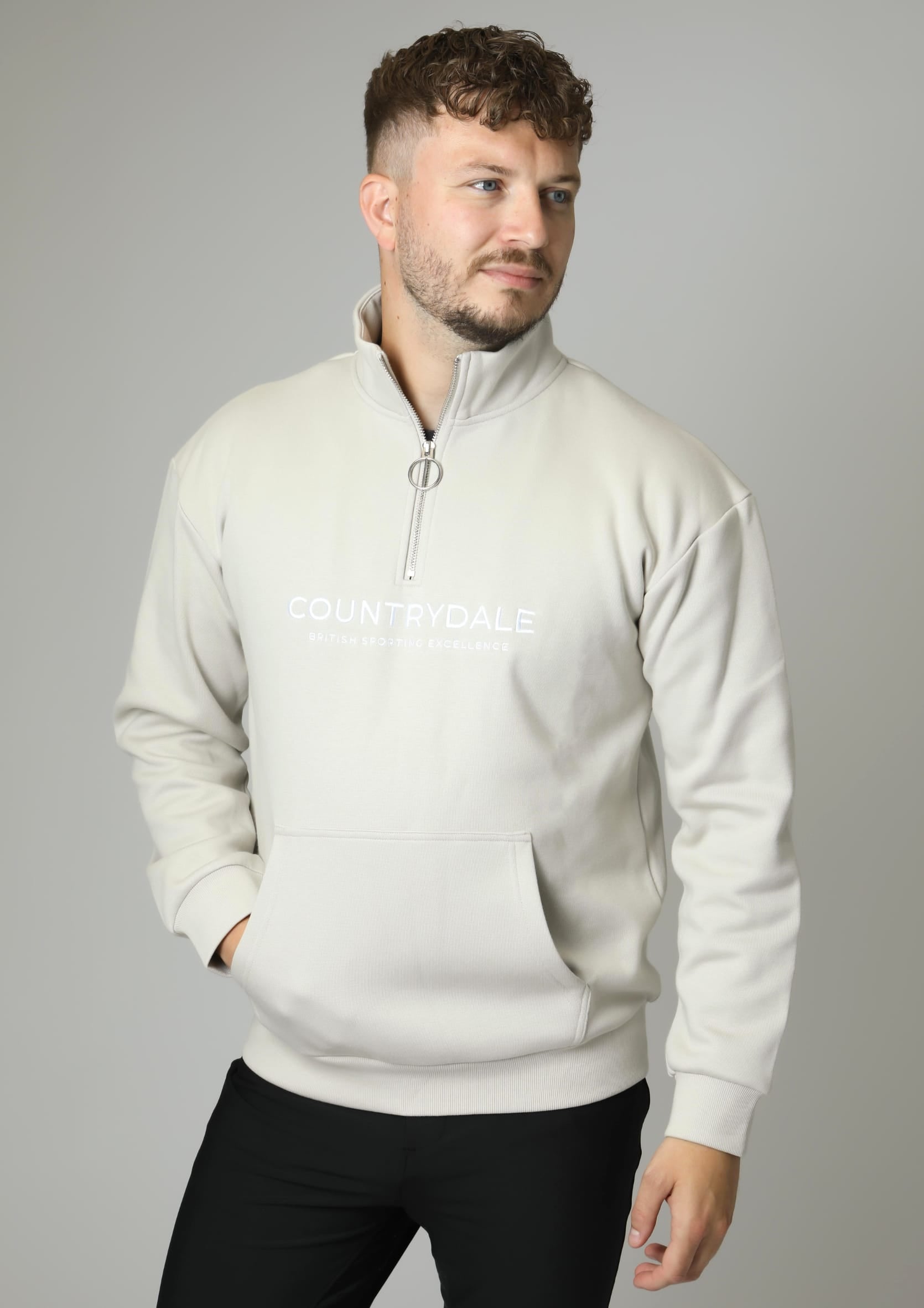 Mens Kensington Quarter Zip Jumper (Beige)