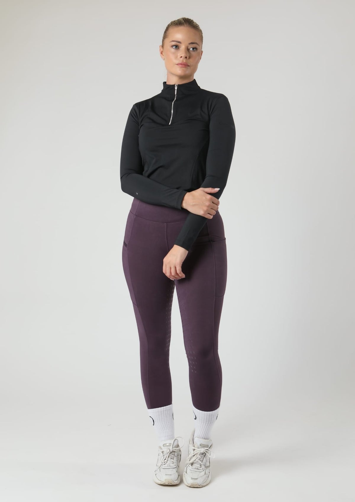 ThermoDry Vollbesatz-Reitleggings (Pflaume)