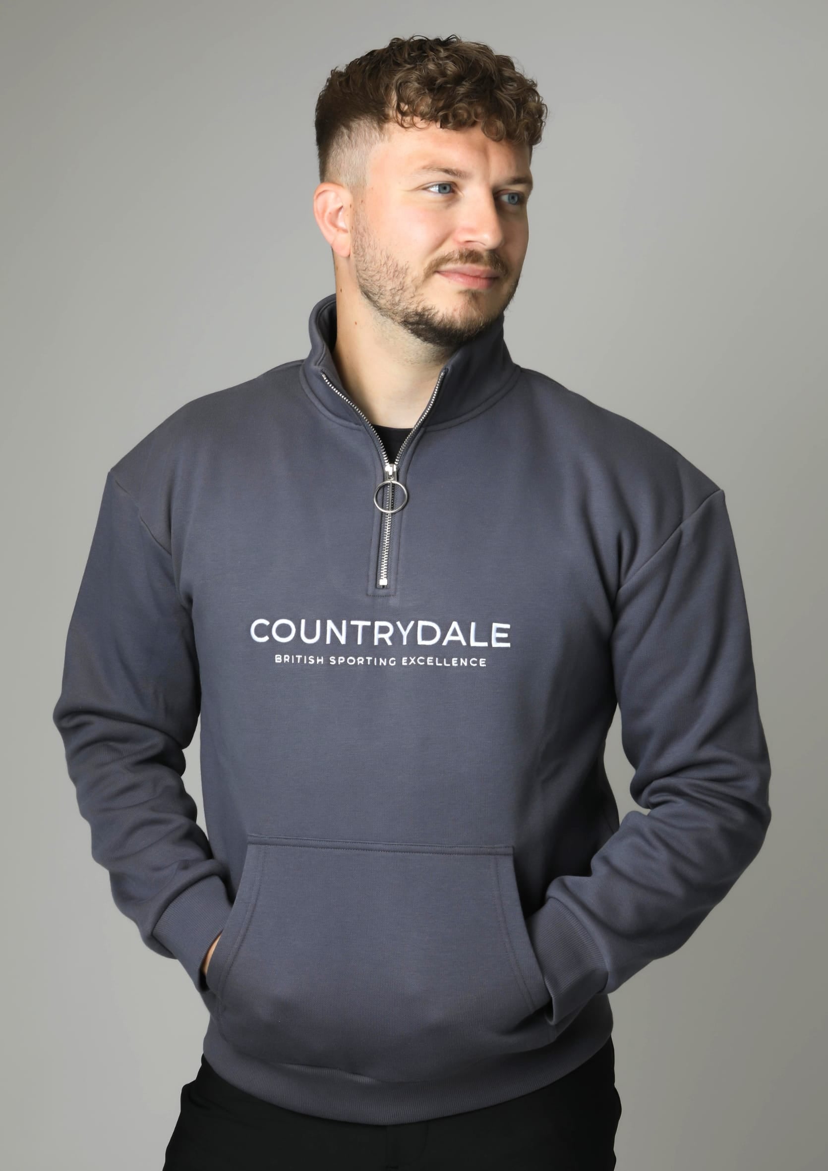 Mens Kensington Quarter Zip Jumper (Charcoal)