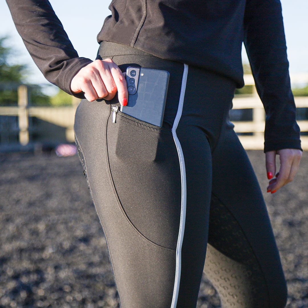 Reflective Pull On Riding Tights (Black)